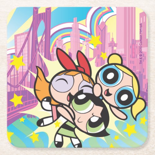 Powerpuff Girls Rule Square Paper Coaster