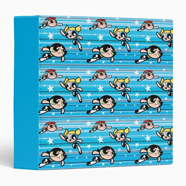 Powerpuff Girls Star Pattern 3 Ring Binder (Front/Spine)
