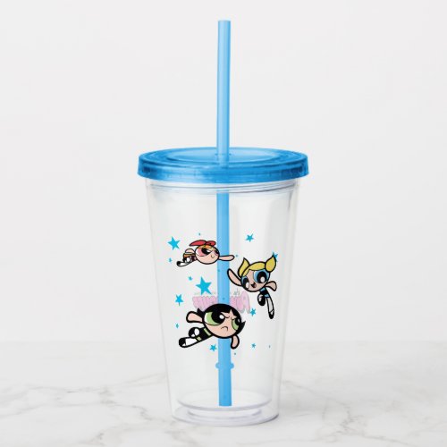 Powerpuff Girls Star Pattern Acrylic Tumbler