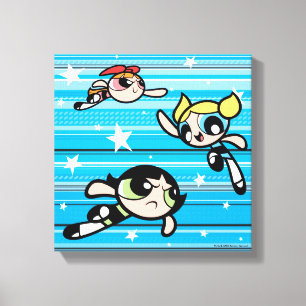 Powerpuff Girls Star Pattern Canvas Print