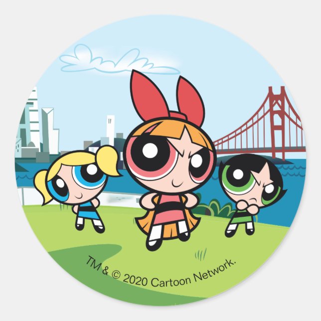 Powerpuff Girls Super Fierce Classic Round Sticker (Front)