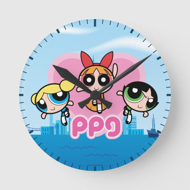 Powerpuff Girls Team Awesome Round Clock (Front)