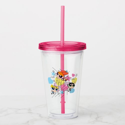 Powerpuff Girls Townsville Pattern Acrylic Tumbler