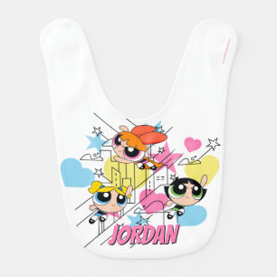 Powerpuff Girls Townsville Pattern Baby Bib