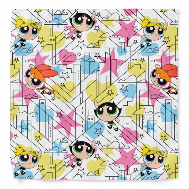 Powerpuff Girls Townsville Pattern Bandana (Front)