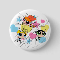 Powerpuff Girls Townsville Pattern Button
