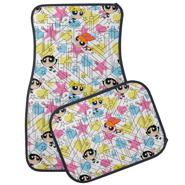 Powerpuff Girls Townsville Pattern Car Floor Mat (Set)