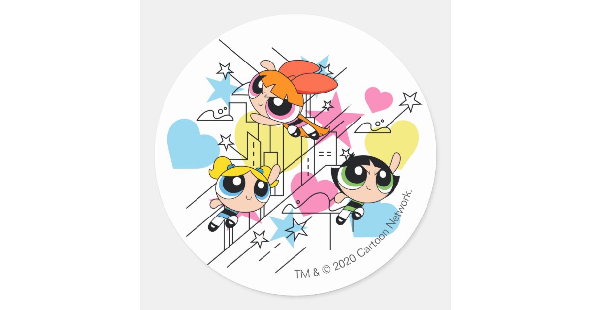 Powerpuff Girls Townsville Pattern Classic Round Sticker Zazzle Com Powerpuff Girls Townsville Pattern Classic Round Sticker Zazzle Com