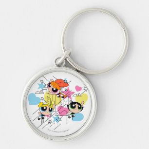 Powerpuff Girls Townsville Pattern Keychain