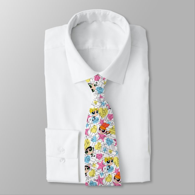Powerpuff Girls Townsville Pattern Neck Tie (Tied)