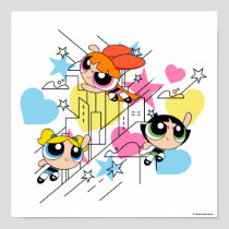 Powerpuff Girls Townsville Pattern Poster