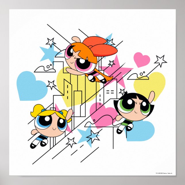 Powerpuff Girls Townsville Pattern Poster (Front)
