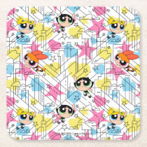 Powerpuff Girls Townsville Pattern Square Paper Coaster