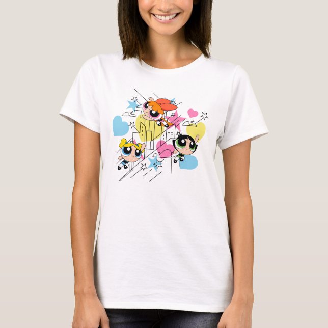 Powerpuff Girls Townsville Pattern T-Shirt (Front)