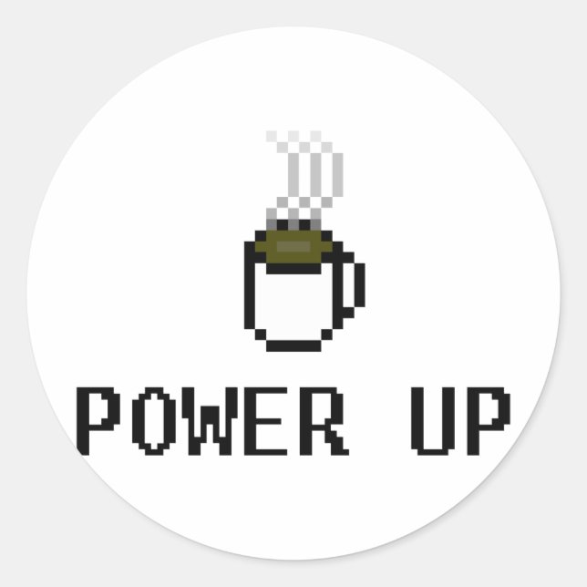 powerup classic round sticker (Front)