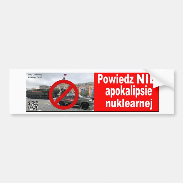 Powiedz NIE nuklearnej apokalipsie Bumper Sticker (Front)