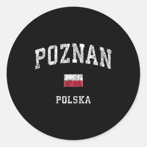 Poznan Poland Polska Athletic Sports Classic Round Sticker