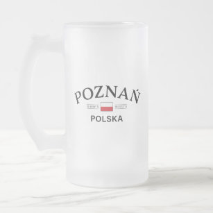 Poznan Polska (Poland) Polish Coordinates Frosted Glass Beer Mug