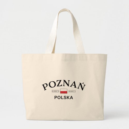 Poznan Polska Poland Polish Coordinates Large Tote Bag