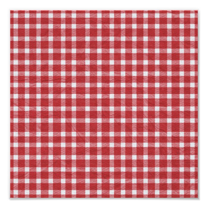 pp5 RED WHITE COUNTRY CHECKERED PATTERN SQUARES TE Photo Print