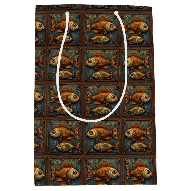 PP 572 Steampunk Fishes 2 of 3 Medium Gift Bag (Front)