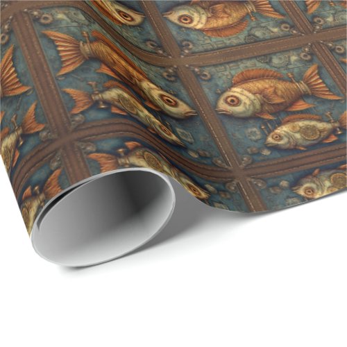 PP 572 Steampunk Fishes 3 of 3 Wrapping Paper