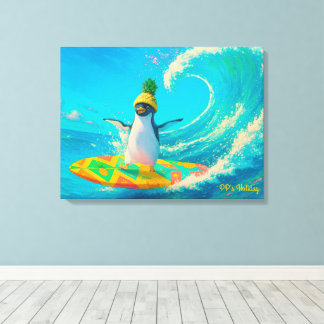 PP the Penguin – Surfing the Wave Canvas Print