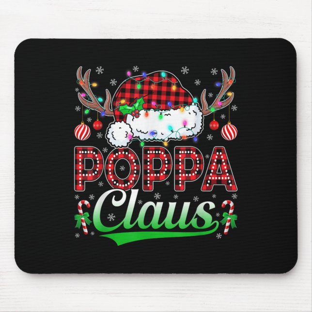 Ppa Claus Christmas Lights Matching Family Xmas Pa Mouse Pad (Front)
