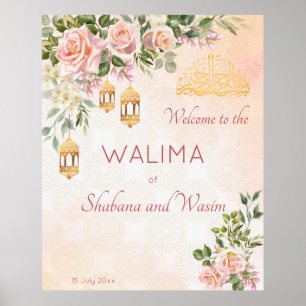 Ppastel cream roses Moroccan lanterns welcome Poster