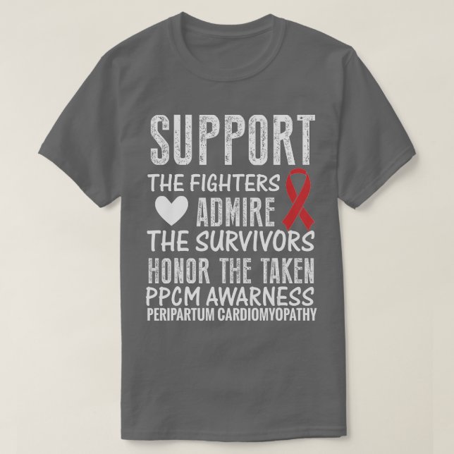 ppcm heart disease awareness women's red-ribbon sa T-Shirt (Design Front)