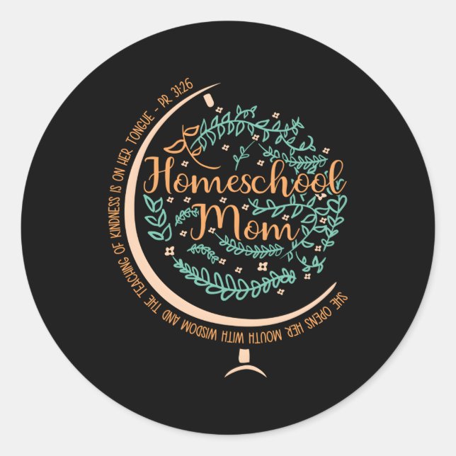 Pr 3126 Christian Homeschool Mom Classic Round Sticker (Front)