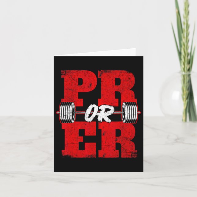 Pr Or Er - Workout Gym Weightlifting Bodybuilding  Card (Front)