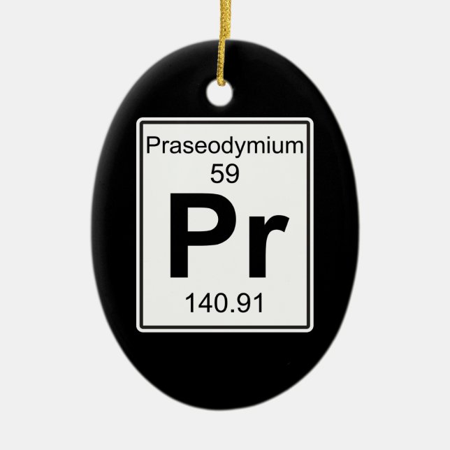 Pr - Praseodymium Ceramic Ornament (Front)