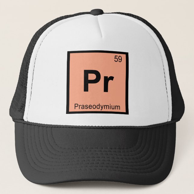 Pr - Praseodymium Chemistry Periodic Table Symbol Trucker Hat (Front)