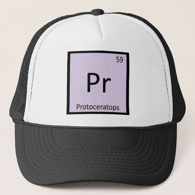 Pr - Protoceratops Dinosaur Periodic Table Symbol Trucker Hat (Front)