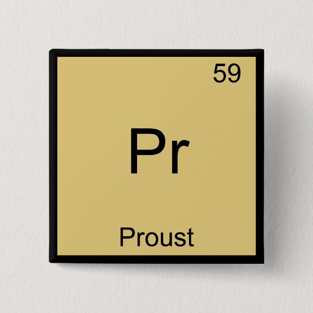 Pr - Proust Funny Chemistry Element Symbol T-Shirt Button (Front)