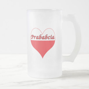 Prababcia Polish Heart Frosted Glass Beer Mug