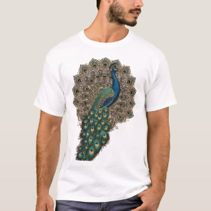 Prachtvoller Pfau mit kunstvollem Federfaecher T-Shirt