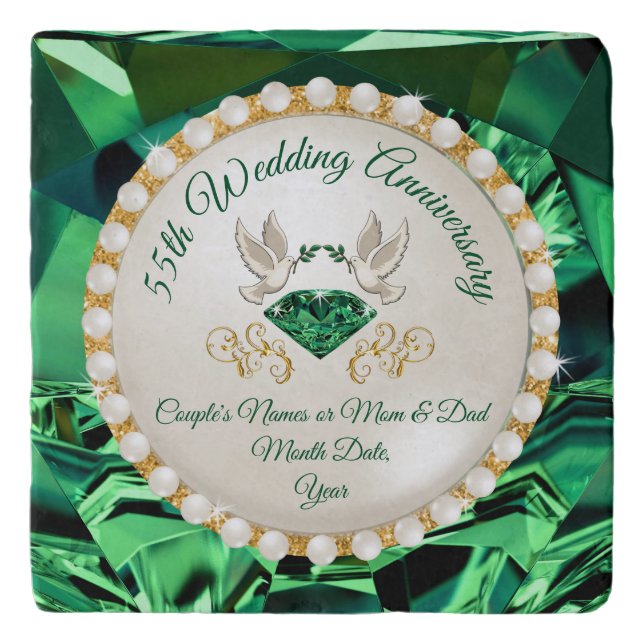 Practical 55 year Wedding Anniversary Gift Trivet (Front)