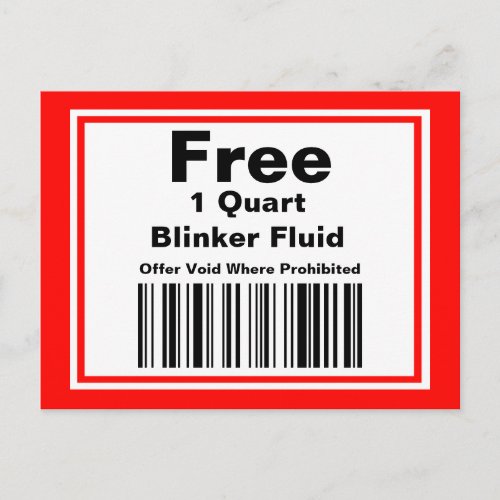 Practical Joke Blinker Fluid Coupon Postcard