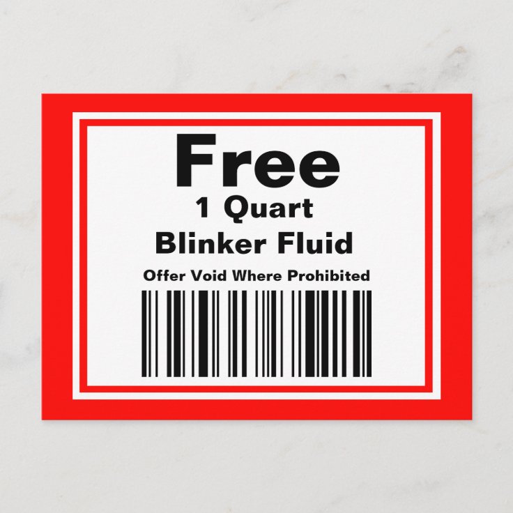 Practical Joke Blinker Fluid Coupon Postcard | Zazzle