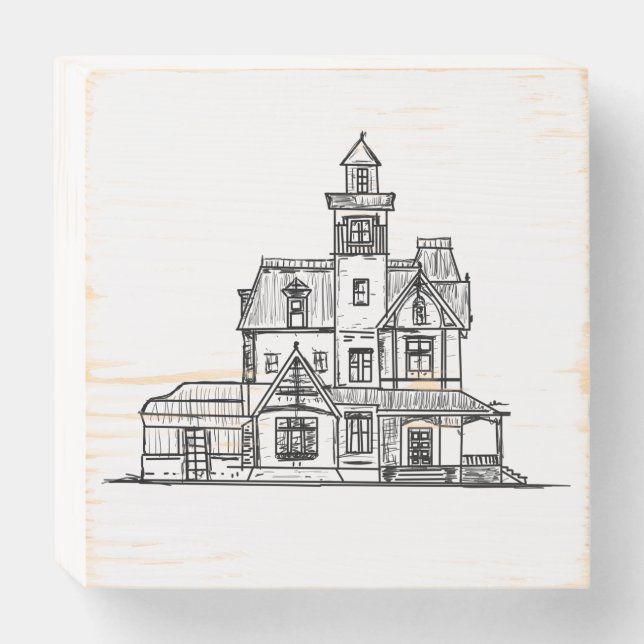 Practical Magic House Inspired Sketch Wooden Box Sign (Front Horizontal)
