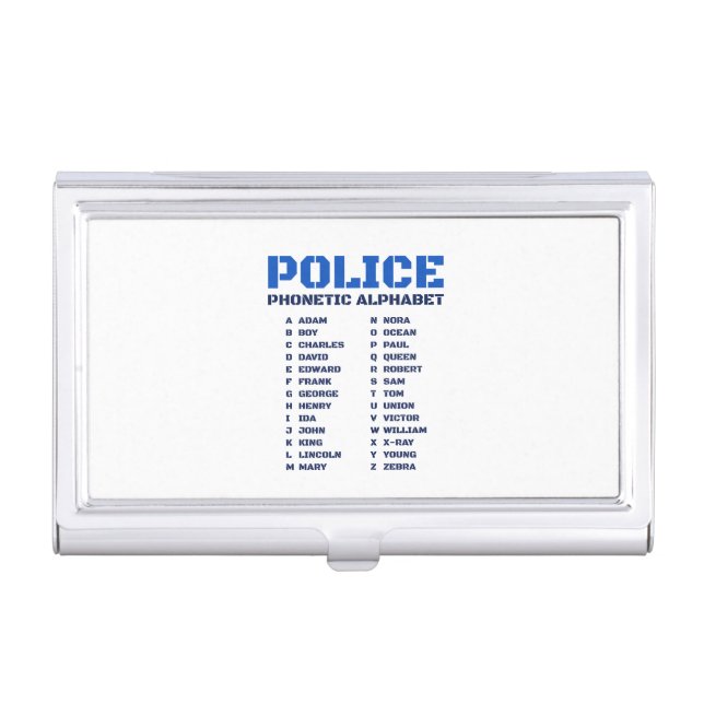 Practical Police Phonetic Alphabet A to Z Business Card Case (Front)