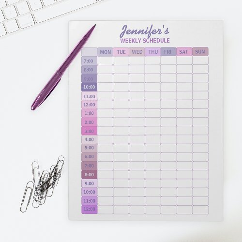 Practical Purple and Pink Weekly Schedule Planner Notepad