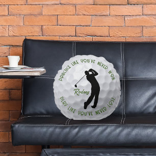 Practice and Play Golf Round Pillow