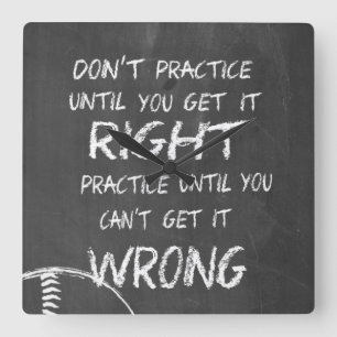 Practice Baseball Motivation On The Chalkboard Square Wall Clock