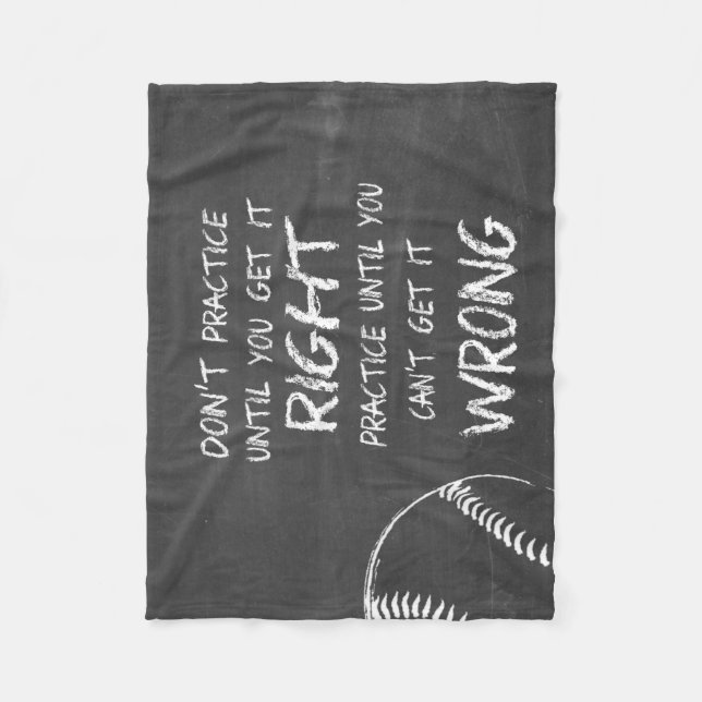 Practice Baseball Motivational Fleece Blanket (Front)