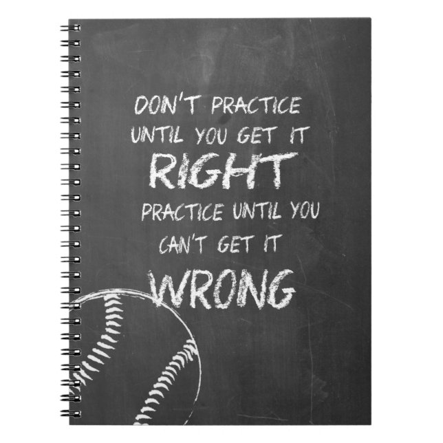 Practice Baseball Motivational Notebook (Front)