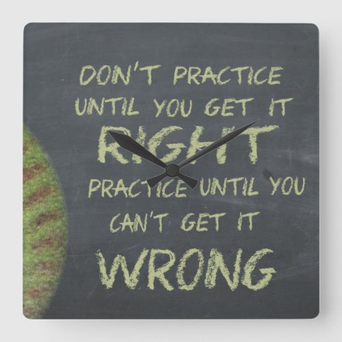 Practice Fastpitch Softball Motivational Square Wall Clock