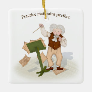 "Practice Maintains Perfect" Beethoven Conductor Ceramic Ornament